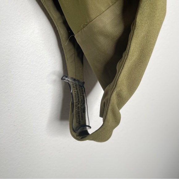 Alice & Olivia Harmon Olive Green Satin Cowl Neck Bodysuit - Picture 7 of 10